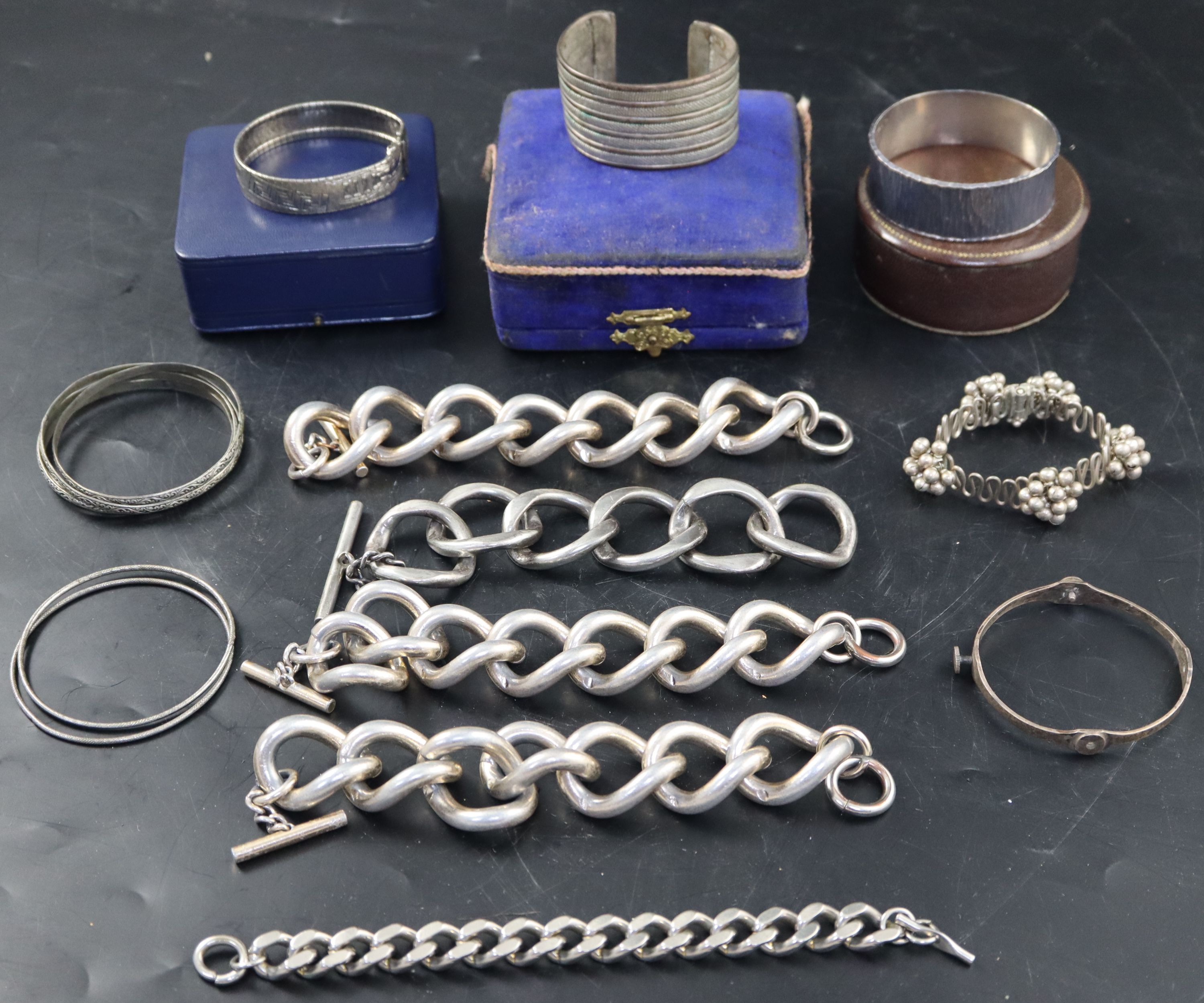 A group of assorted bracelets and bangles